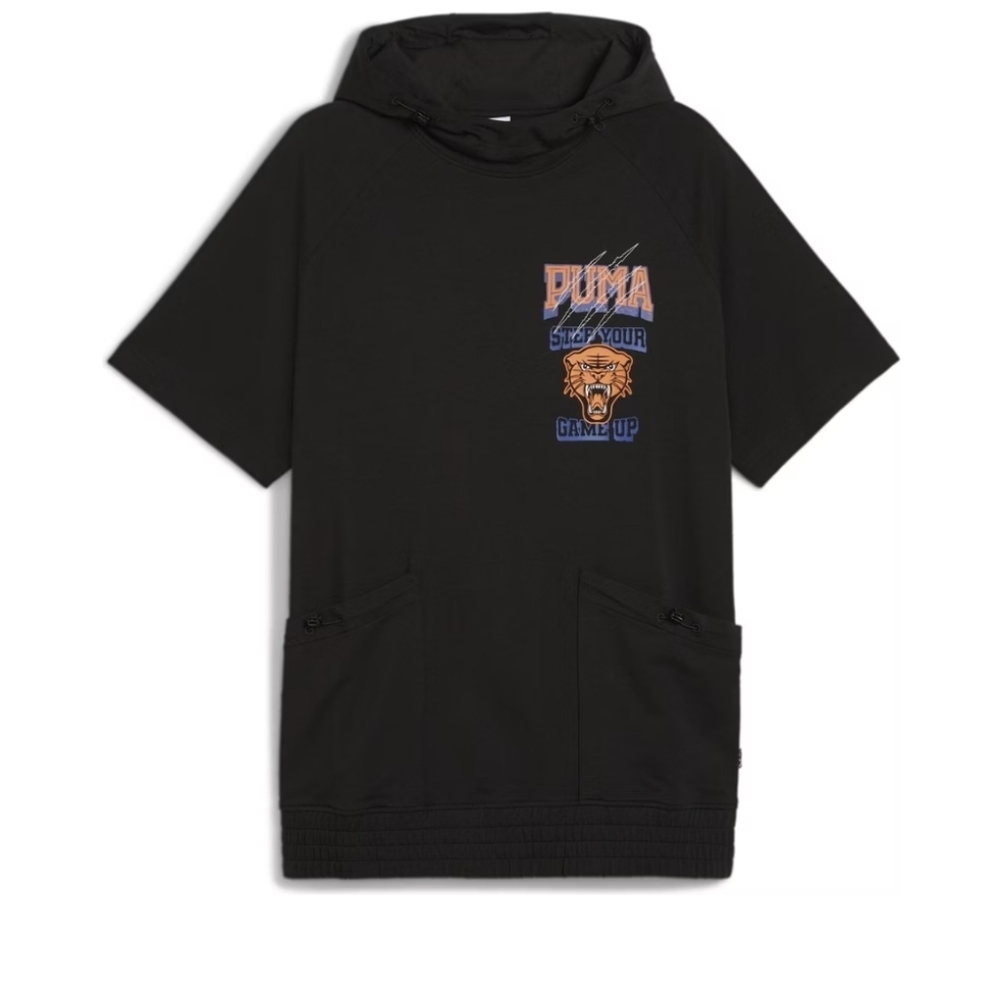 Puma  Rival Rage SS Hoddie, Black with Orange and Blue Design